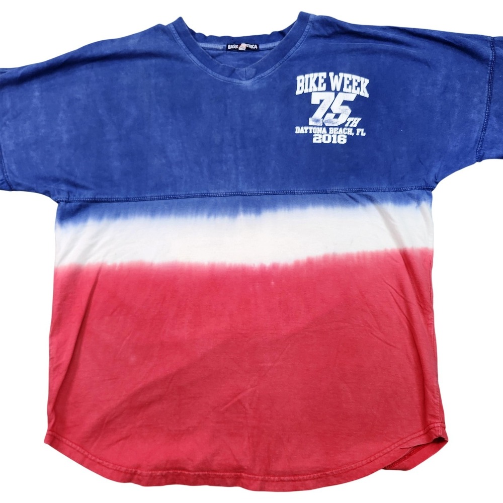 Basix Of America Shirt Mens Medium Red White Blue Bike Week Daytona Beach 2016